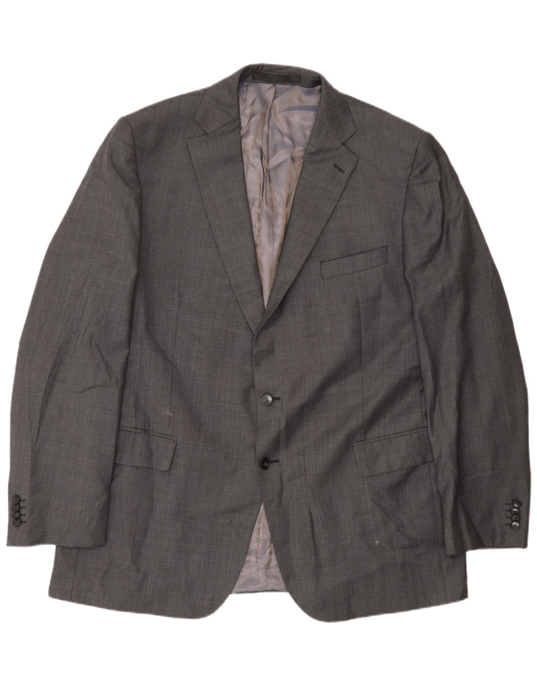 Marks & Spencer Mens 2 Button Blazer Jacket UK 46 XL Grey Wool