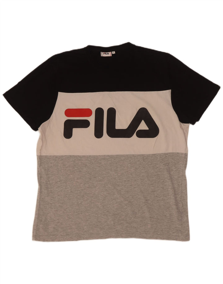 Fila Mens Graphic T-Shirt Top Large Multicoloured Colourblock