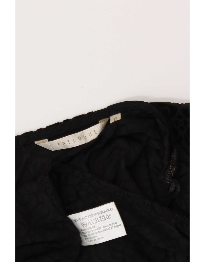 Womens Velour Open Cami Top UK 12 Medium Black Paisley Polyester