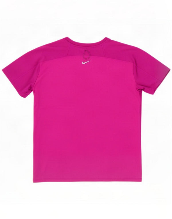 Nike Womens Dri Fit Graphic T-Shirt Top UK 16 Large Pink Polyester