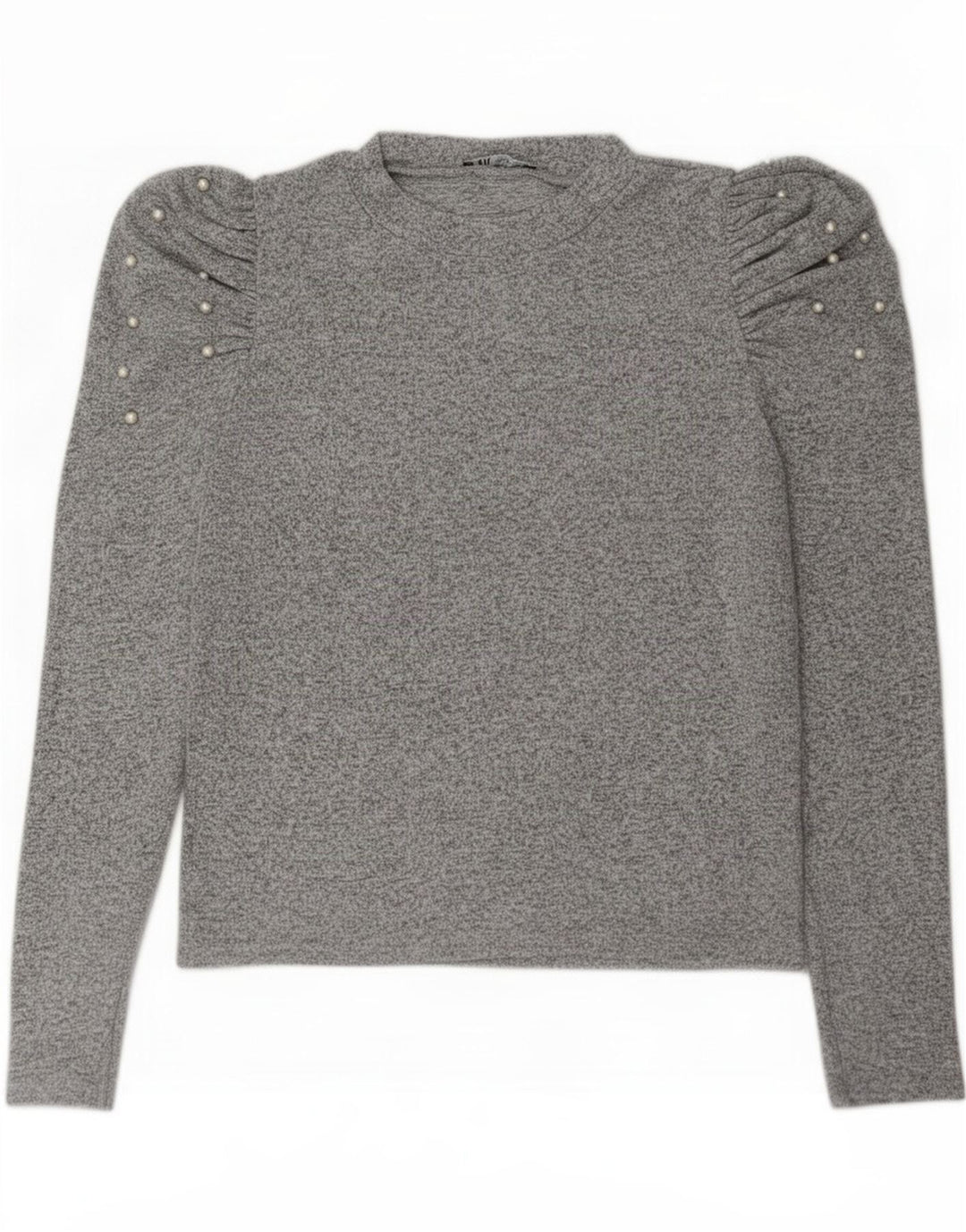 Zara Womens Top Long Sleeve UK 16 Large Grey Flecked