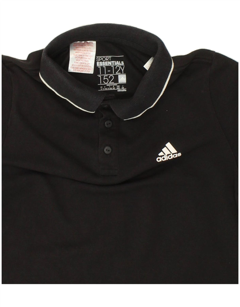 ADIDAS Boys Polo Shirt 11-12 Years Black Cotton | Vintage Adidas | Thrift | Second-Hand Adidas | Used Clothing | Messina Hembry 