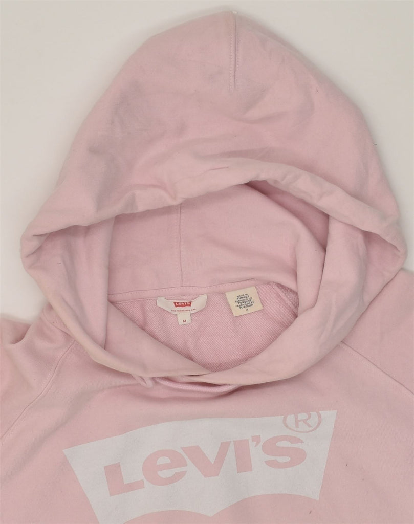 LEVI'S Womens Graphic Hoodie Jumper UK 14 Medium Pink Cotton | Vintage Levi's | Thrift | Second-Hand Levi's | Used Clothing | Messina Hembry 