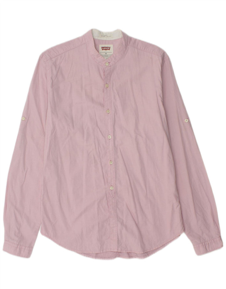 Levi's Mens Slim Fit Shirt Medium Pink Spotted Cotton