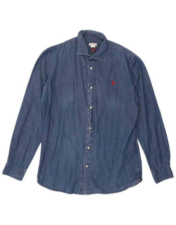 U.S. Polo Assn. Mens Slim Fit Denim Shirt Large Blue