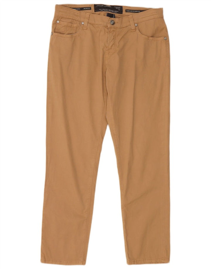 Jacob Cohen Mens Straight Cropped Trousers  W29 L26 Beige Cotton