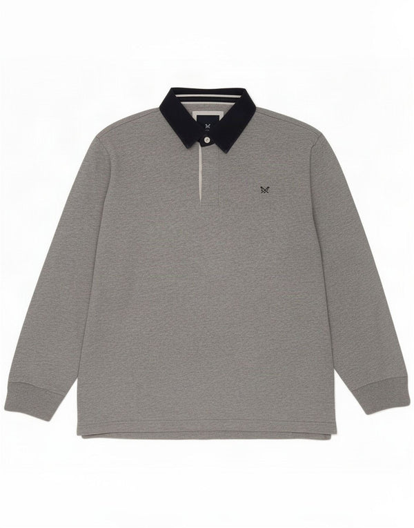 Crew Clothing Mens Long Sleeve Polo Shirt 3XL Grey Colourblock Cotton