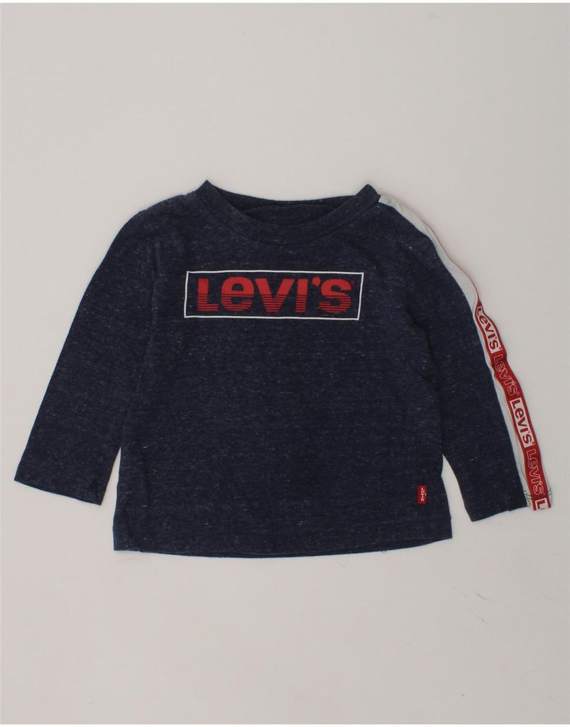 LEVI'S Baby Boys Graphic Top Long Sleeve 9-12 Months Navy Blue Flecked | Vintage Levi's | Thrift | Second-Hand Levi's | Used Clothing | Messina Hembry 