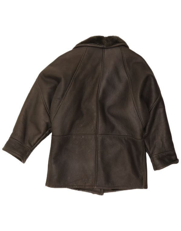 VINTAGE Womens Shearling Jacket UK 16 Large Black