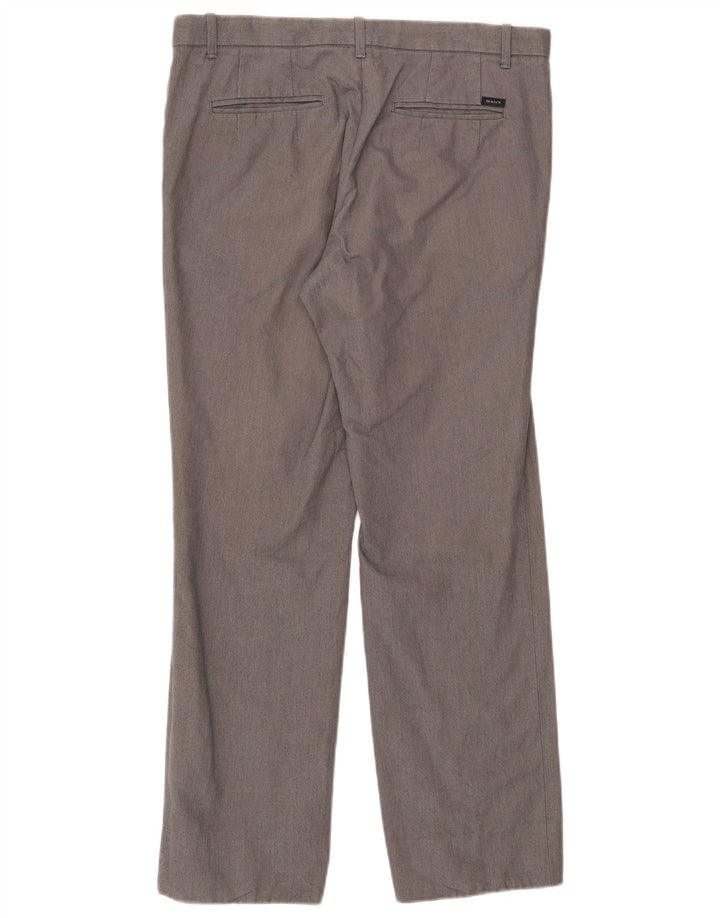 Gant Mens Straight Chino Trousers W33 L31 Grey Cotton