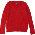 CHAPS Womens V-Neck Jumper Sweater UK 16 Large Red Cotton Vintage Chaps and Second-Hand Chaps from Messina Hembry 