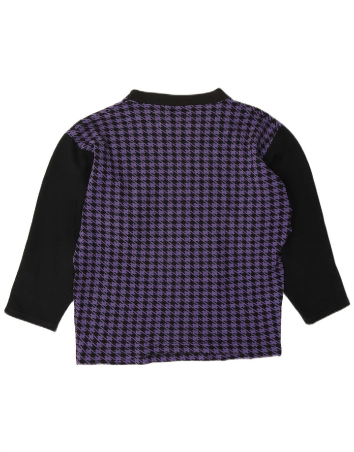Gymnasium Womens Top Long Sleeve UK 14 Medium Purple Houndstooth