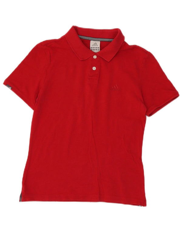 Adidas Womens Polo Shirt UK 12 Medium Red Cotton