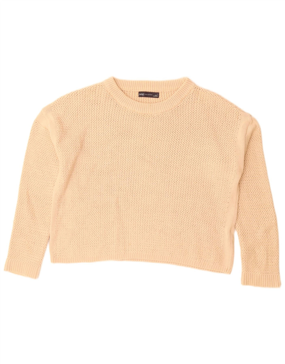 Marks & Spencer Womens Crew Neck Jumper Sweater UK 14 Medium Beige