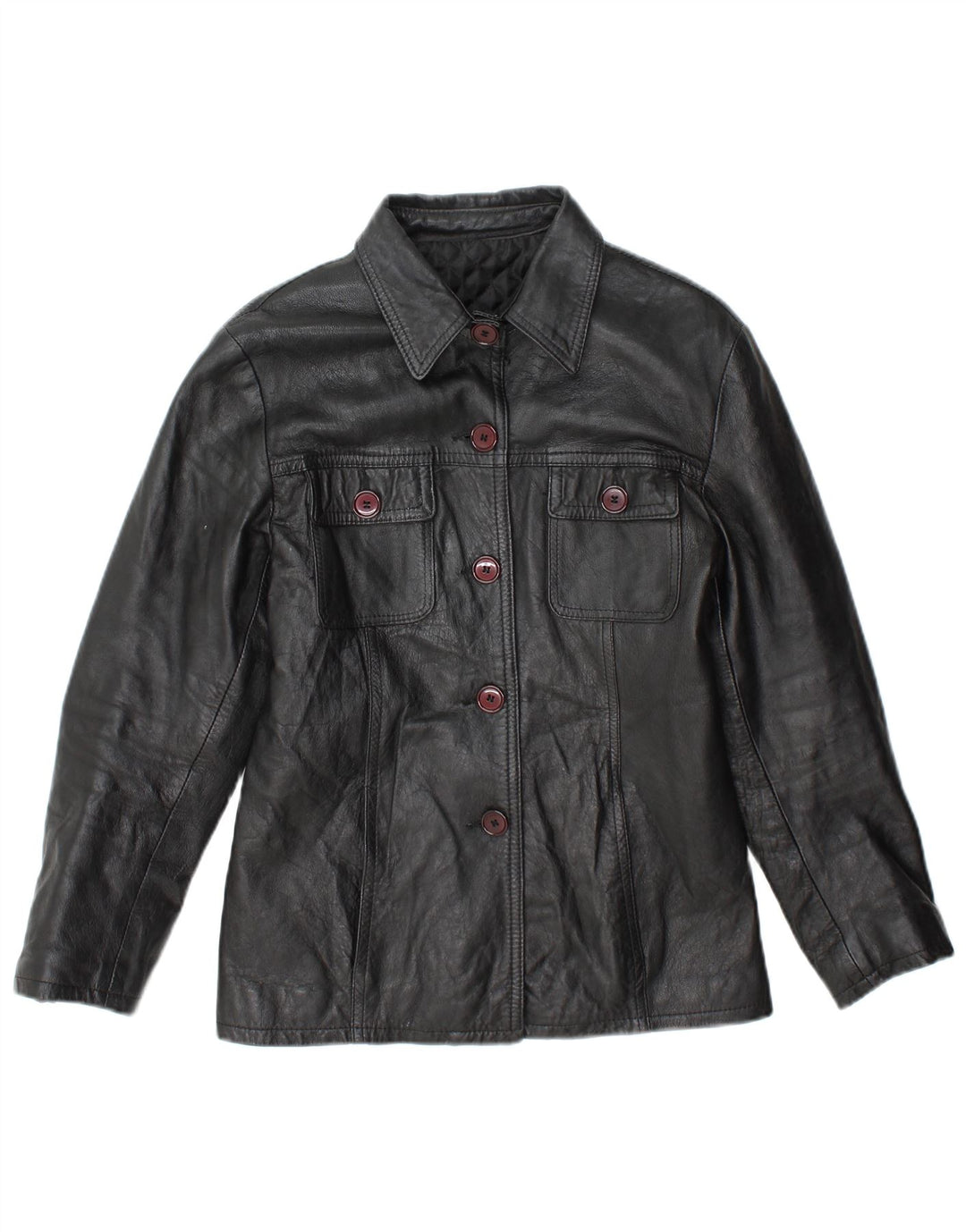Regina Schrecker Womens Leather Jacket UK 10 Small Black