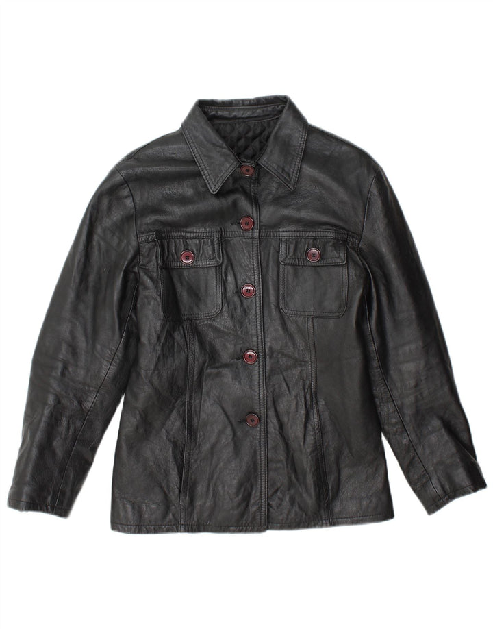 Regina Schrecker Womens Leather Jacket UK 10 Small Black