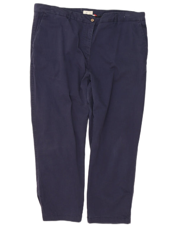 Joules Womens Straight Chino Trousers UK 18 XL W38 L25 Navy Blue Cotton