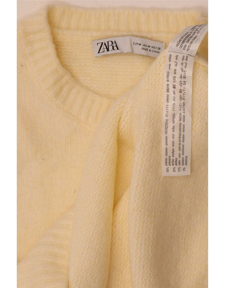Zara Womens Vest Tank Top UK 12 Medium Off White Polyester