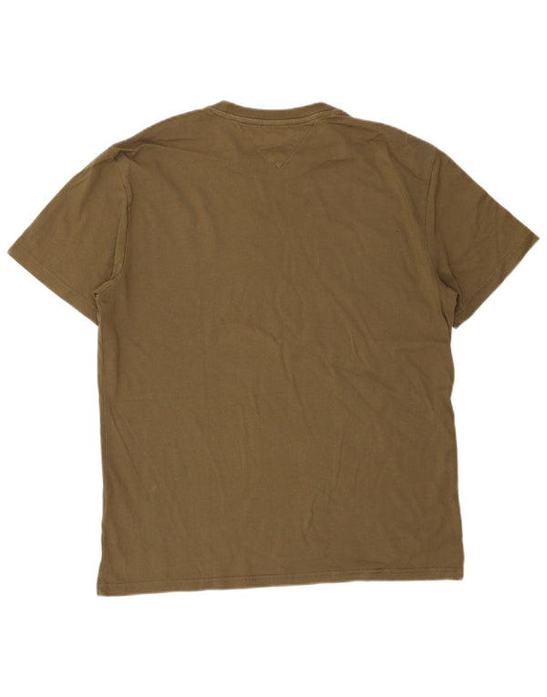 Tommy Hilfiger Mens Graphic T-Shirt Top Large Khaki Cotton