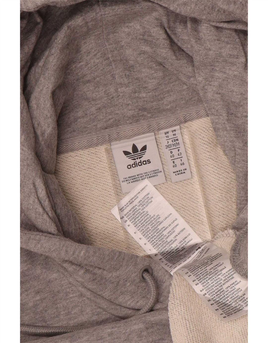 Adidas Womens Graphic Oversized Hoodie Jumper UK 14 Medium Grey Flecked