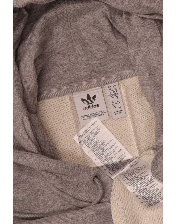 Adidas Womens Graphic Oversized Hoodie Jumper UK 14 Medium Grey Flecked