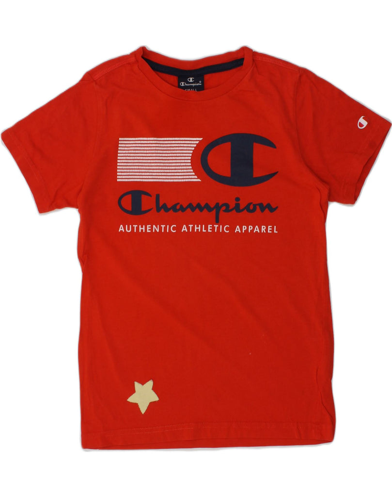 CHAMPION Boys Graphic T-Shirt Top 7-8 Years Small Red Cotton | Vintage Champion | Thrift | Second-Hand Champion | Used Clothing | Messina Hembry 