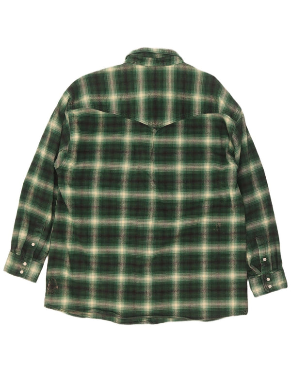 Levi's Womens Flannel Shirt UK 14 Medium Green Check Cotton