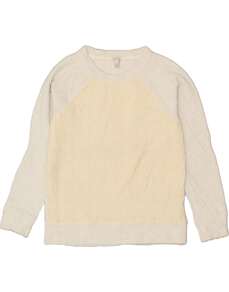 J. CREW Womens Sweatshirt Jumper UK 10 Small Off White Colourblock Cotton | Vintage J. Crew | Thrift | Second-Hand J. Crew | Used Clothing | Messina Hembry 