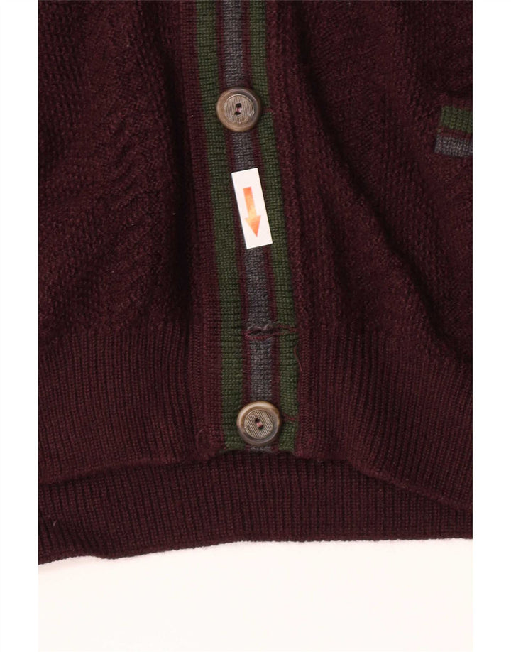 Il Granchio Mens Cardigan Sweater Small Maroon Striped
