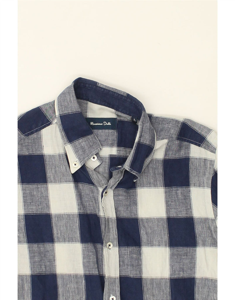 MASSIMO DUTTI Mens Short Sleeve Shirt Small Navy Blue Check | Vintage Massimo Dutti | Thrift | Second-Hand Massimo Dutti | Used Clothing | Messina Hembry 