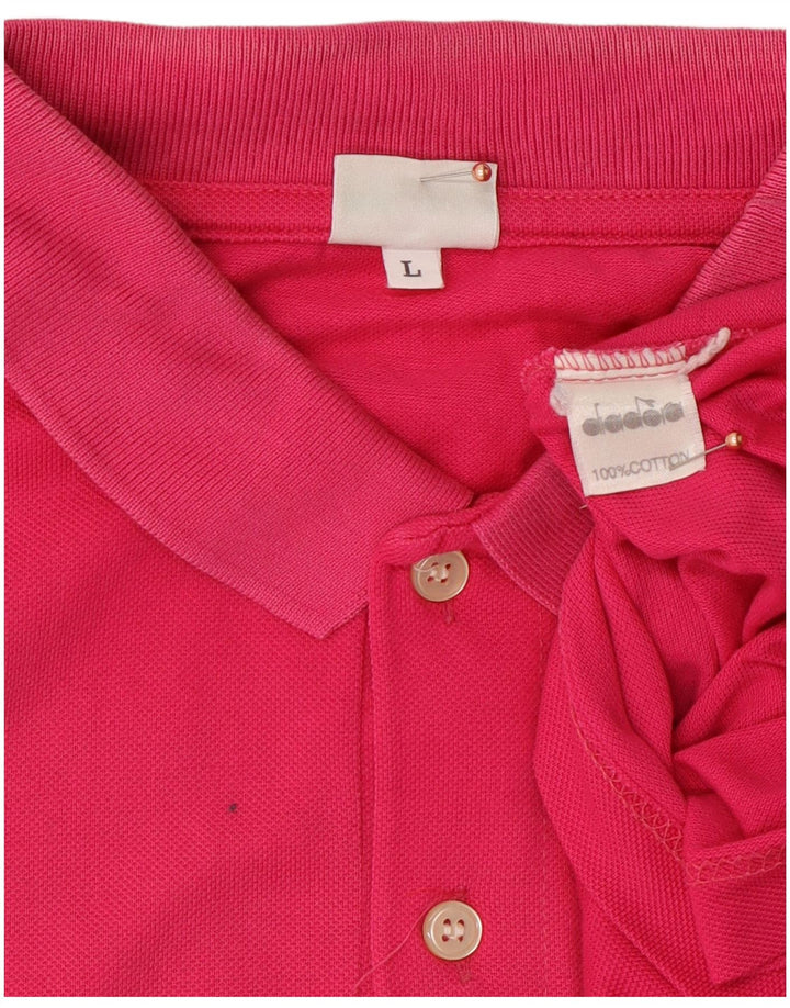 DIADORA Mens Polo Shirt Large Pink Cotton