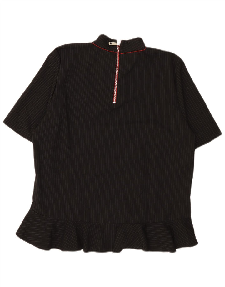 Zara Womens Blouse Top UK 14 Medium Black Colourblock Polyester