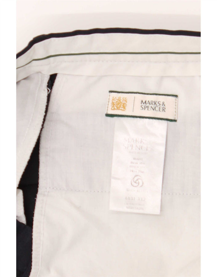 Marks & Spencer Mens Straight Suit Trousers W34 L29 Navy Blue Polyester