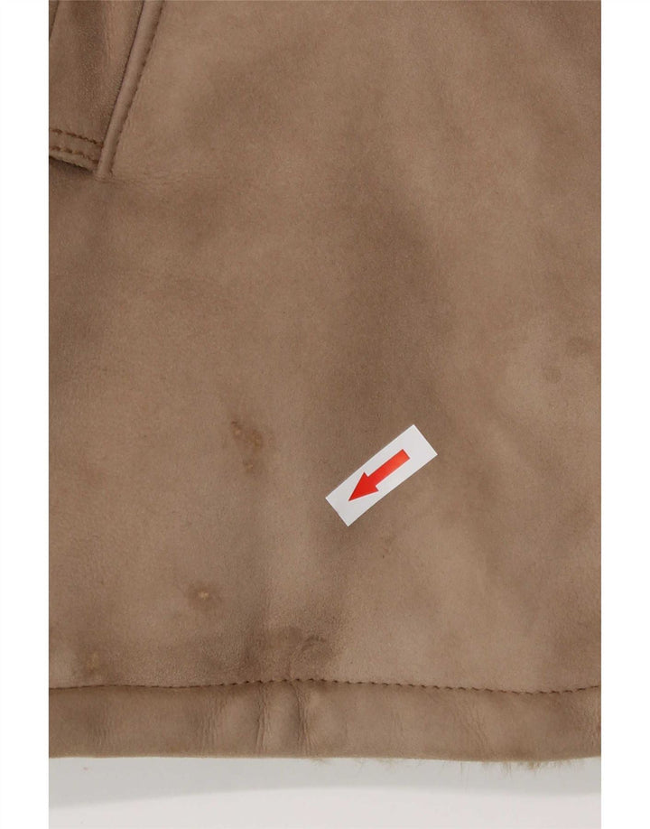Vintage Womens Shearling Jacket UK 8 Small Brown