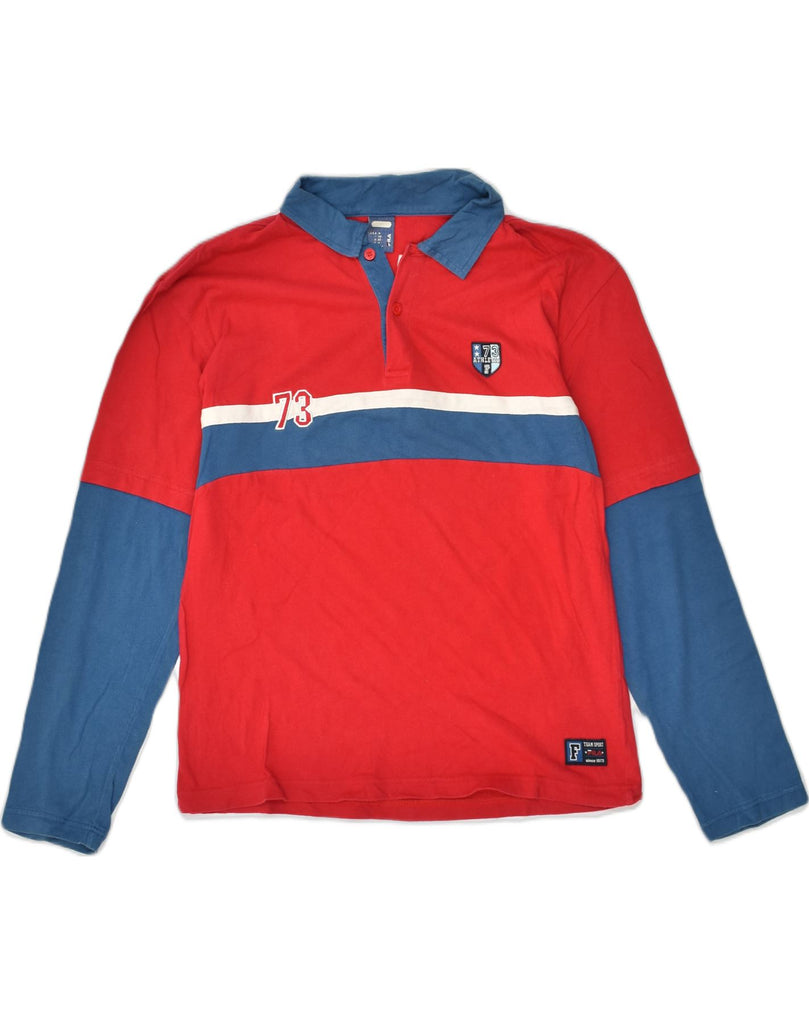 FILA Mens Long Sleeve Polo Shirt IT 50 Medium Red Colourblock Cotton | Vintage Fila | Thrift | Second-Hand Fila | Used Clothing | Messina Hembry 