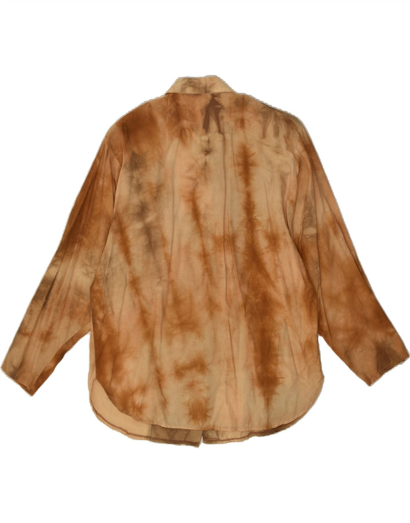 VINTAGE Womens Shirt UK 16 Large Brown Tie Dye Polyamide | Vintage Vintage | Thrift | Second-Hand Vintage | Used Clothing | Messina Hembry 