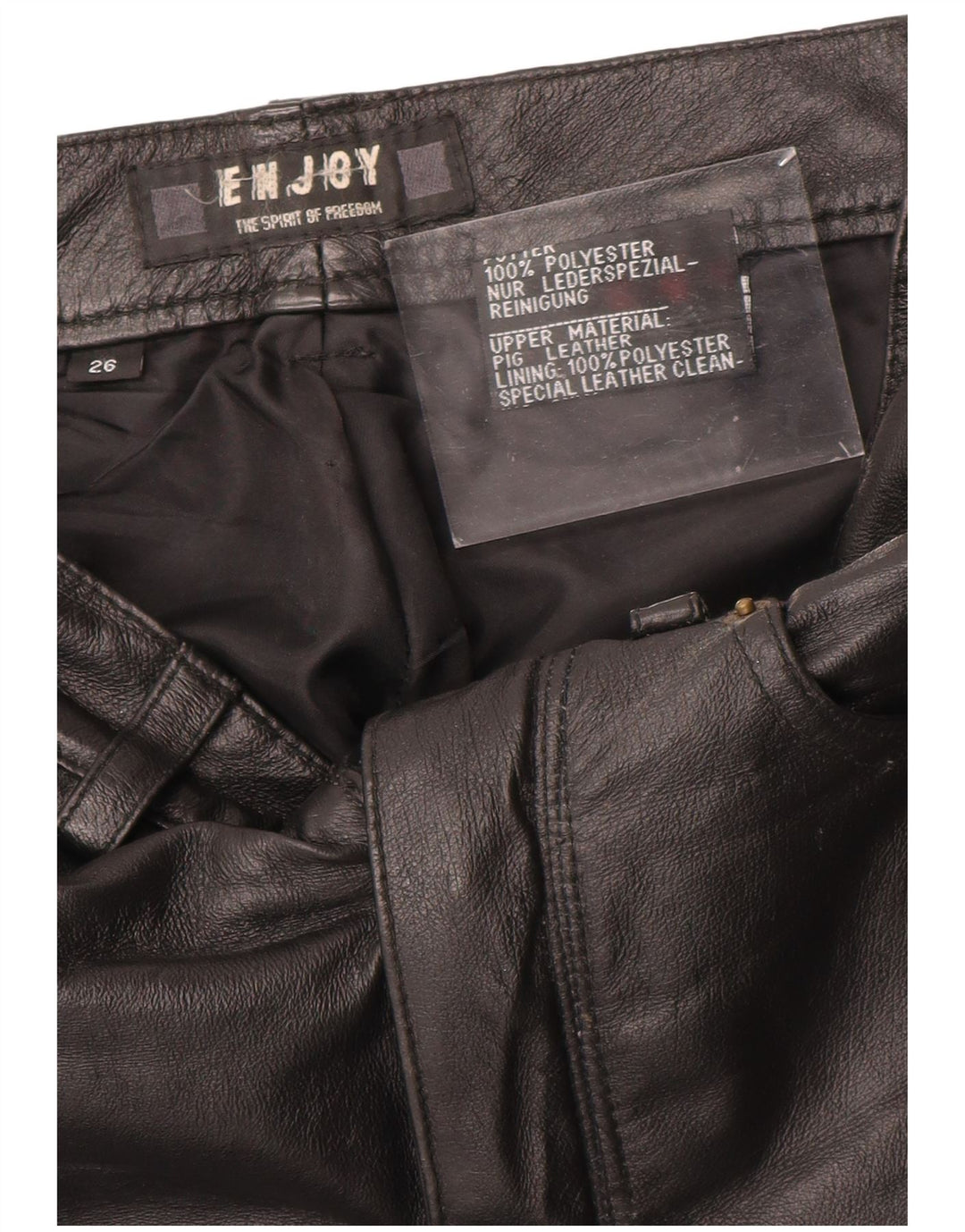 ENJOY Womens Leather Trousers W26 L29 Black Leather