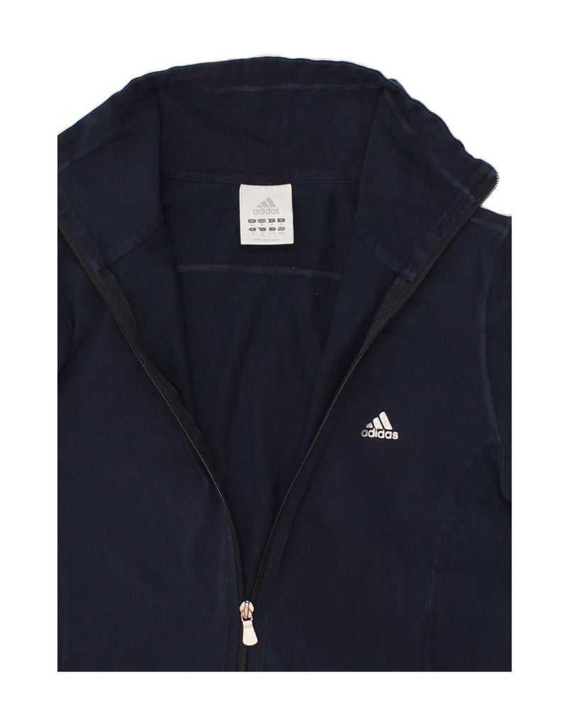 ADIDAS Womens Tracksuit Top Jacket UK 12 Medium Navy Blue Cotton | Vintage Adidas | Thrift | Second-Hand Adidas | Used Clothing | Messina Hembry 