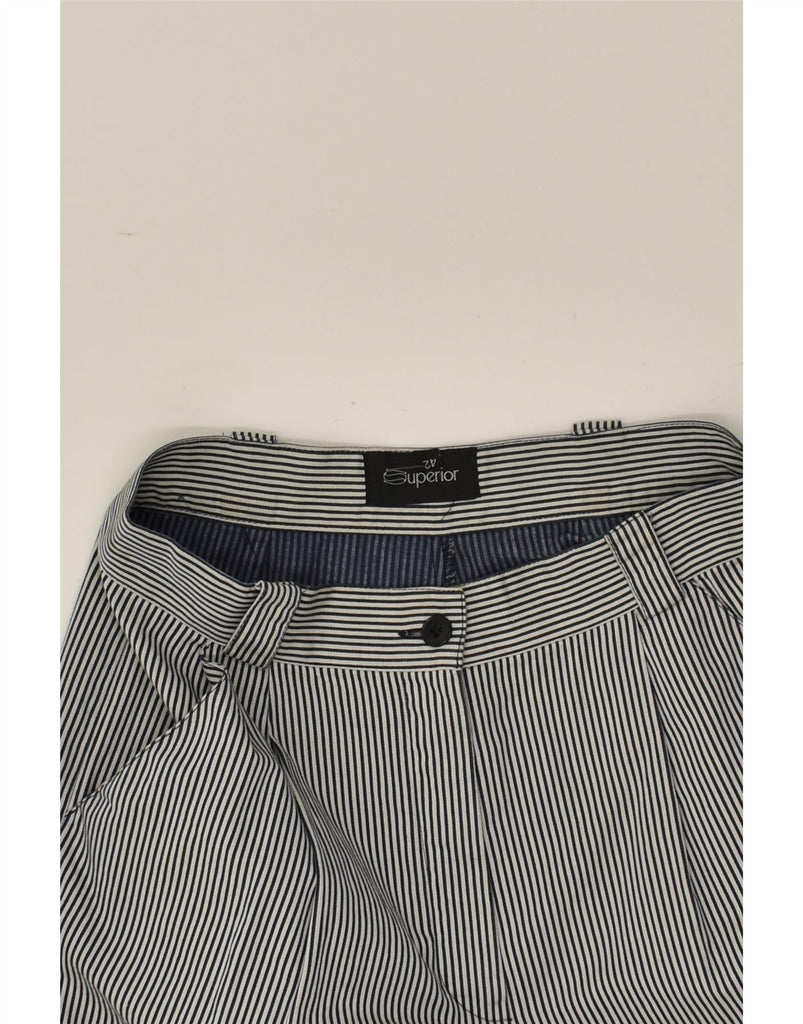 SUPERIOR Womens High Waist Chino Shorts IT 42 Medium W26  Grey Pinstripe | Vintage Superior | Thrift | Second-Hand Superior | Used Clothing | Messina Hembry 