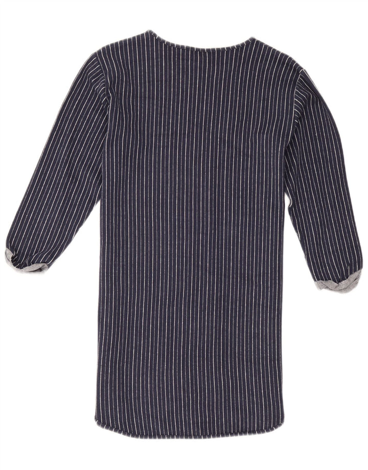 Topshop Womens Shift Dress UK 12 Medium Navy Blue Striped Cotton