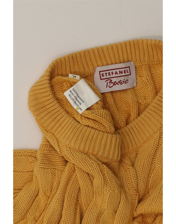 Stefanel Mens Crew Neck Jumper Sweater XL Yellow Cotton