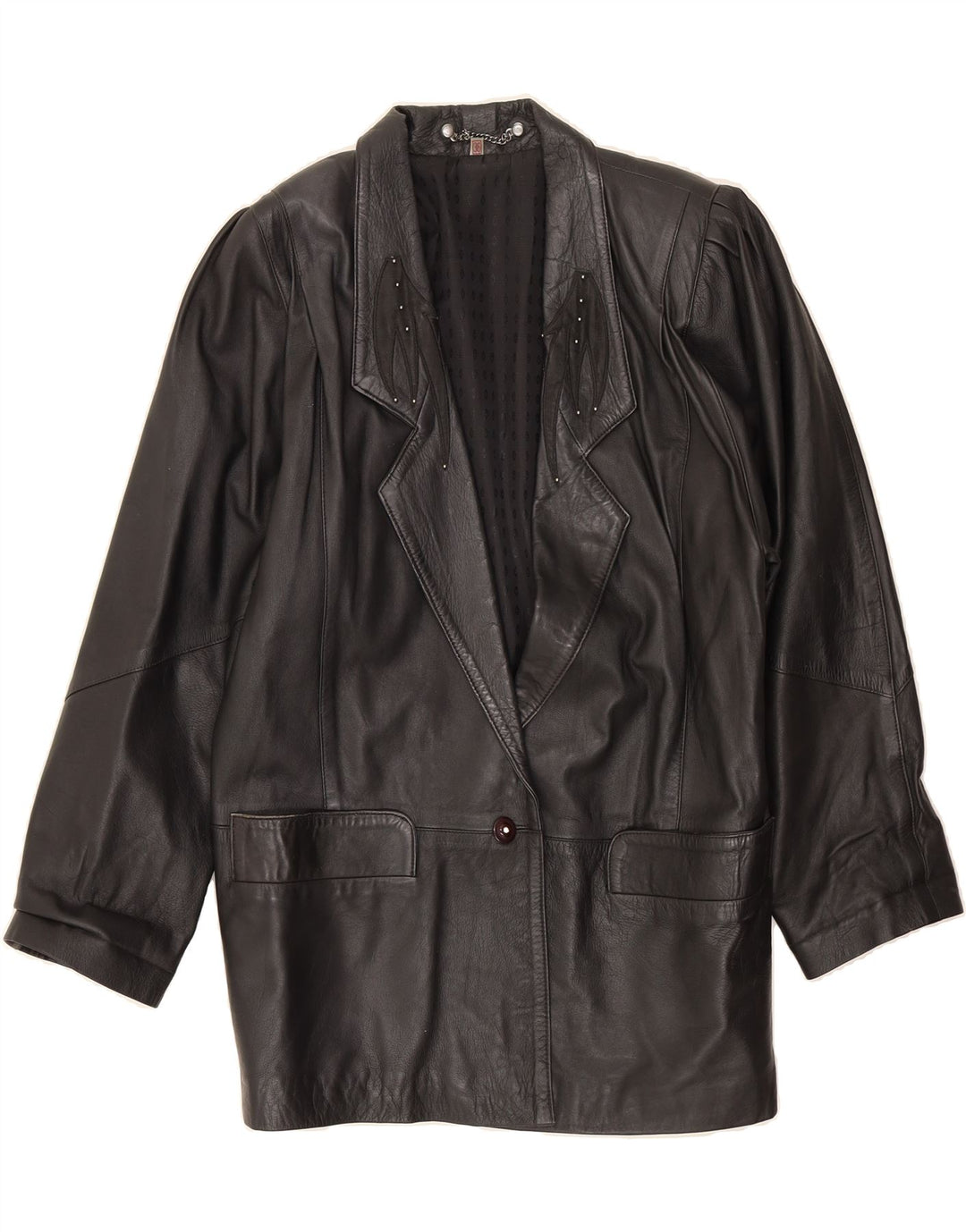 VINTAGE Womens Leather Coat EU 36 Small Black Leather Vintage Vintage and Second-Hand Vintage from Messina Hembry 