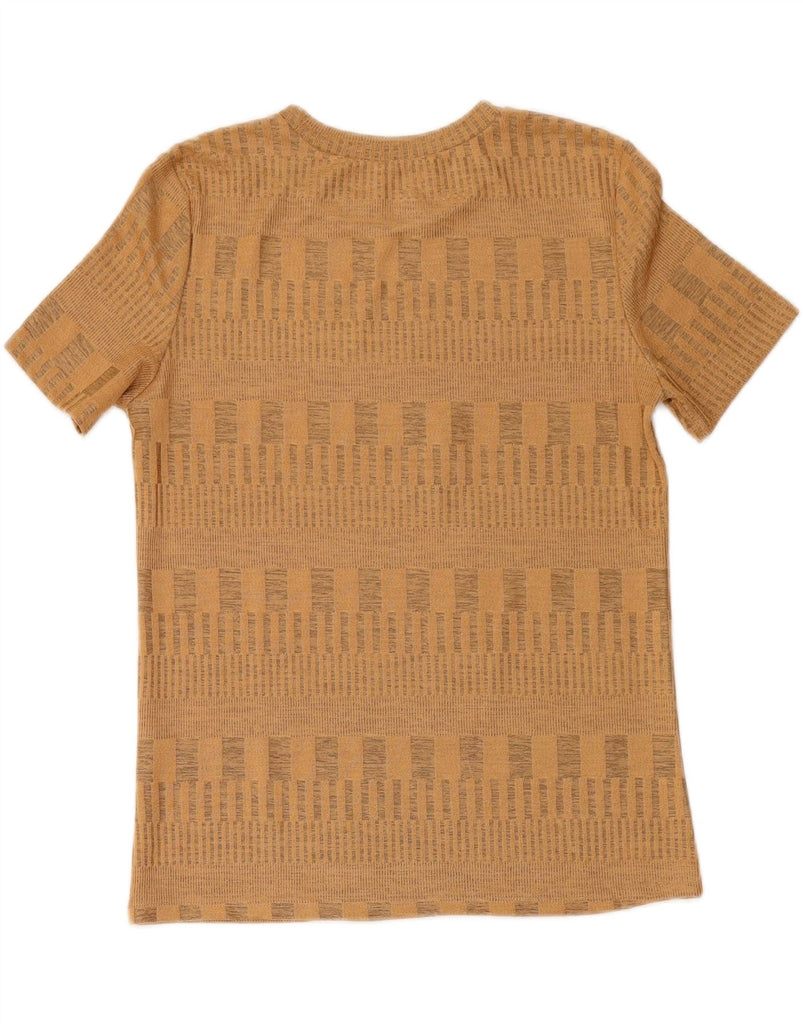 ZARA Womens T-Shirt Top UK 14 Large Beige Geometric Vintage Zara and Second-Hand Zara from Messina Hembry 