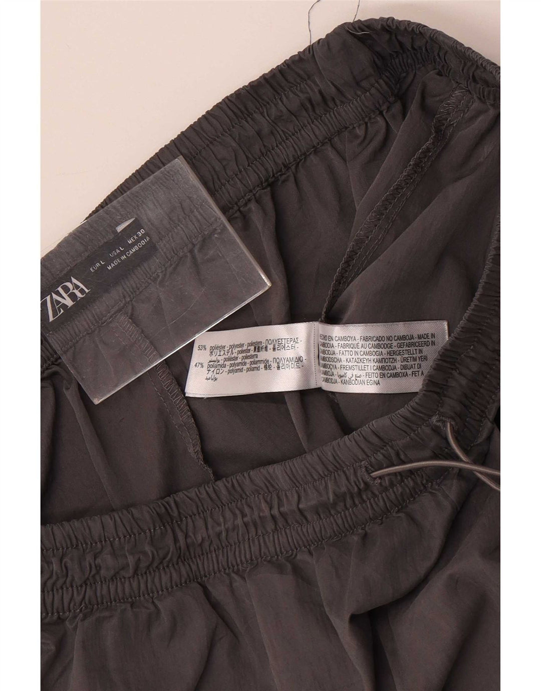 Zara Womens Cargo Tracksuit Trousers Joggers UK 14 Large  Grey Polyester
