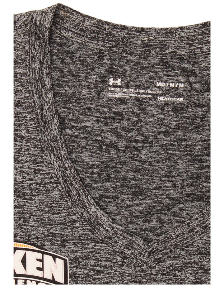 UNDER ARMOUR Womens Heat Gear Graphic T-Shirt Top UK 14 Medium Grey