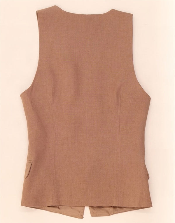 Zara Womens OPEN Waistcoat UK 4 XS Beige Polyester