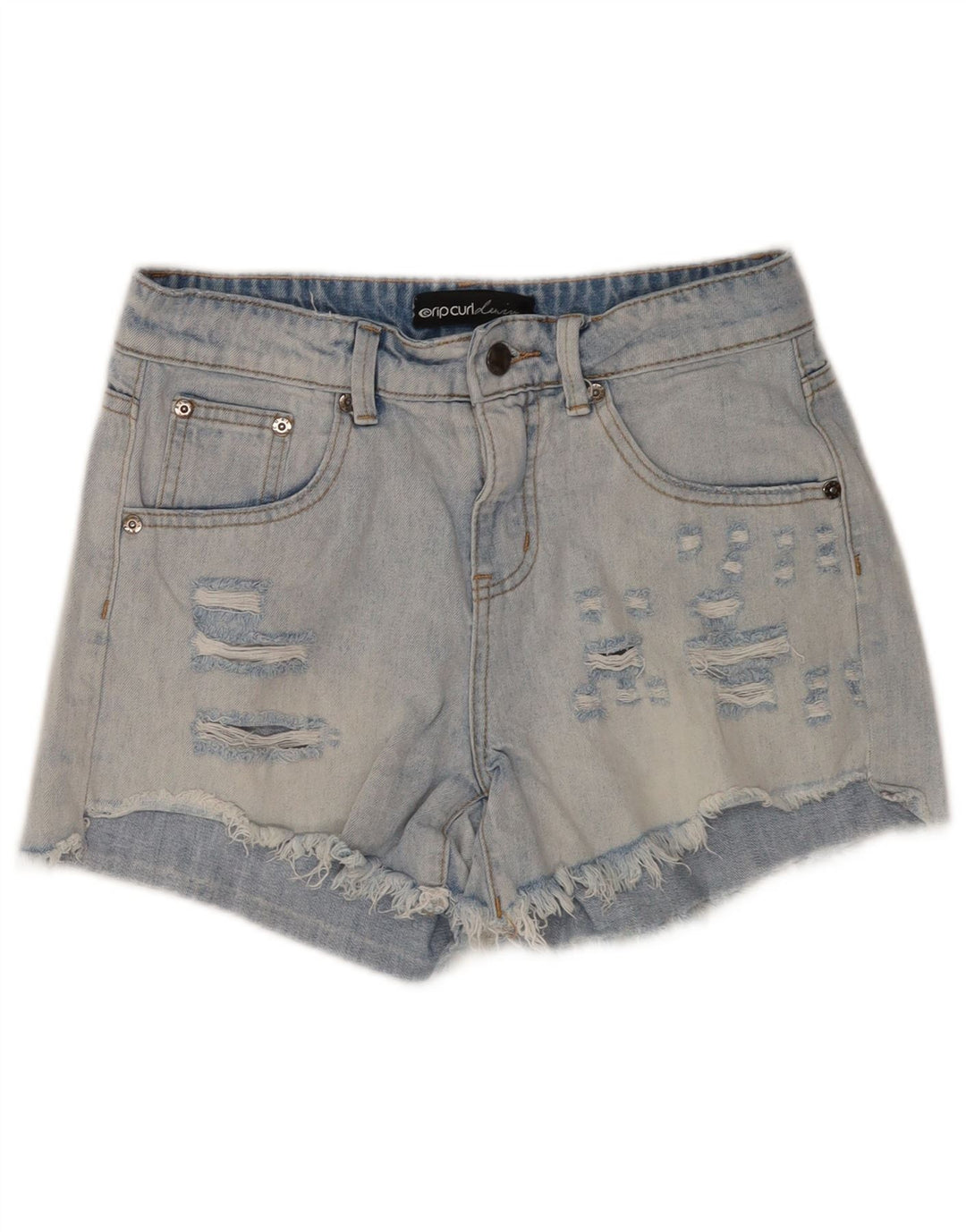 Rip Curl Womens Distressed Denim Shorts W24 XS Blue Cotton