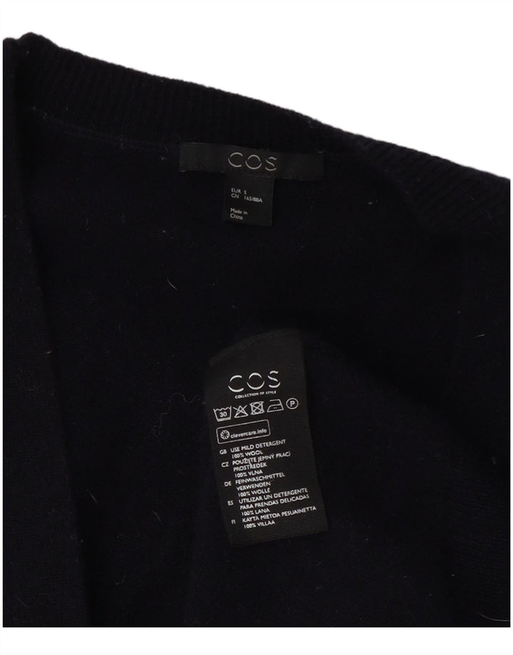 Cos Womens Oversized Cardigan Sweater UK 10 Small Navy Blue Wool