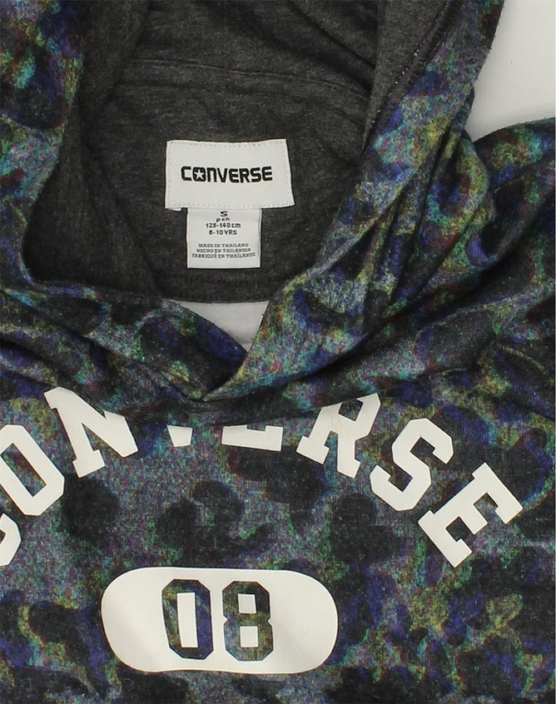 CONVERSE Girls Graphic Hoodie Jumper 8-9 Years Small  Grey Camouflage | Vintage Converse | Thrift | Second-Hand Converse | Used Clothing | Messina Hembry 