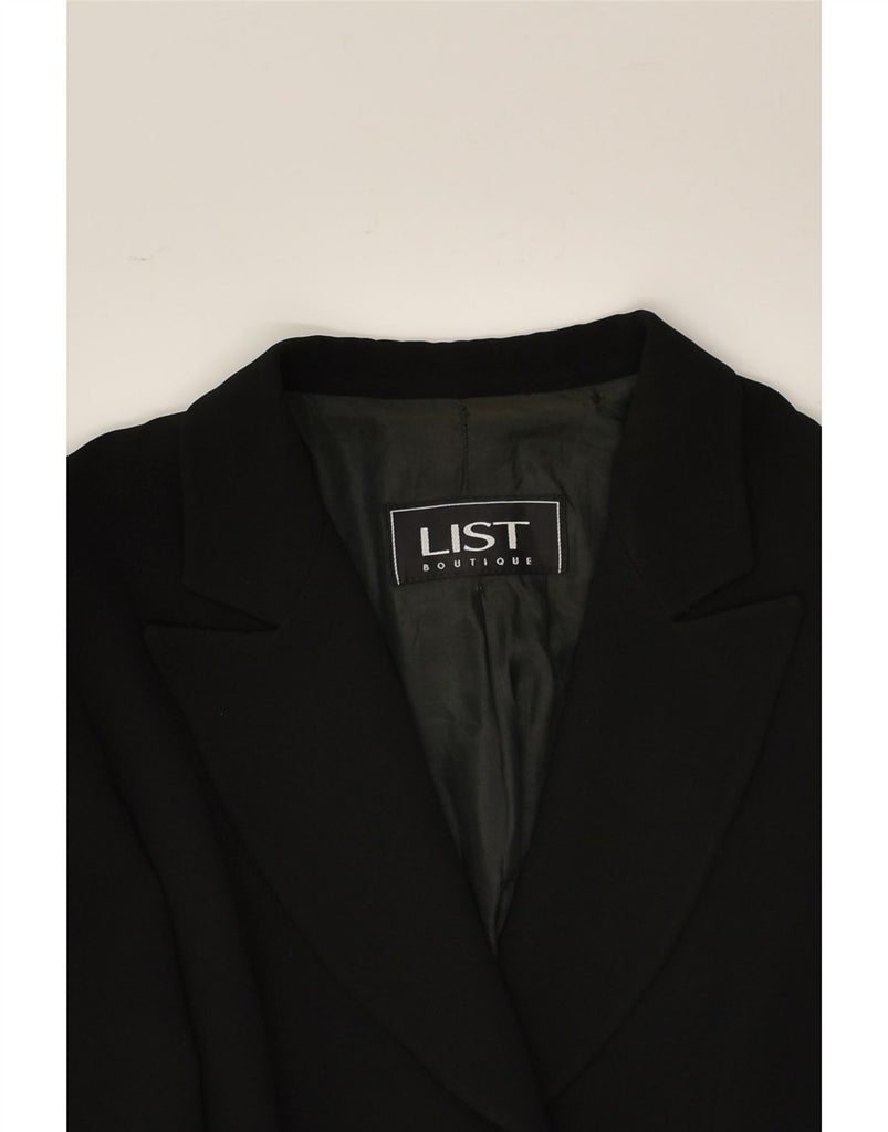 LIST BOUTIQUE Womens 1 Button Blazer Jacket IT 44 Medium Black Acetate | Vintage List Boutique | Thrift | Second-Hand List Boutique | Used Clothing | Messina Hembry 